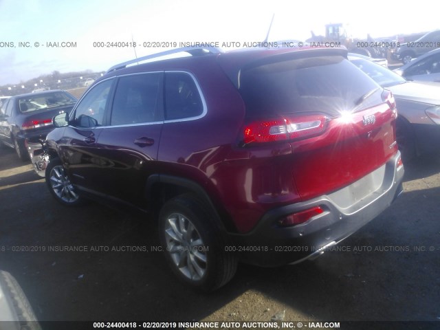 1C4PJLDB8EW256397 - 2014 JEEP CHEROKEE LIMITED MAROON photo 3