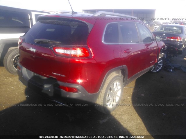 1C4PJLDB8EW256397 - 2014 JEEP CHEROKEE LIMITED MAROON photo 4