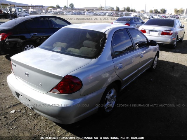 KNAFB121735294842 - 2003 KIA SPECTRA LS SILVER photo 4