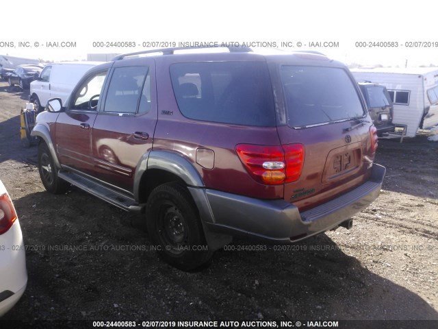 5TDZT34A13S146864 - 2003 TOYOTA SEQUOIA SR5 BURGUNDY photo 3