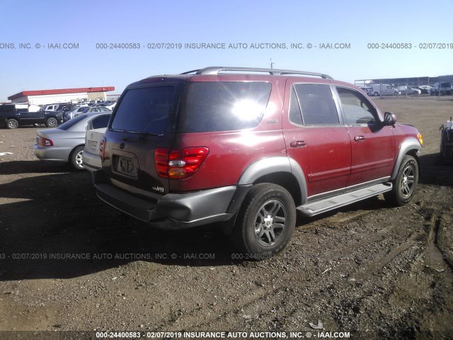 5TDZT34A13S146864 - 2003 TOYOTA SEQUOIA SR5 BURGUNDY photo 4