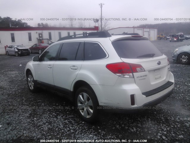 4S4BRDJC6B2323793 - 2011 SUBARU OUTBACK 3.6R LIMITED WHITE photo 3