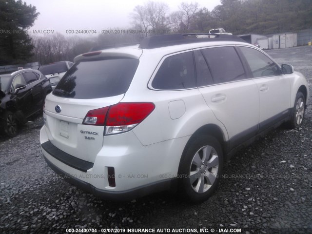 4S4BRDJC6B2323793 - 2011 SUBARU OUTBACK 3.6R LIMITED WHITE photo 4