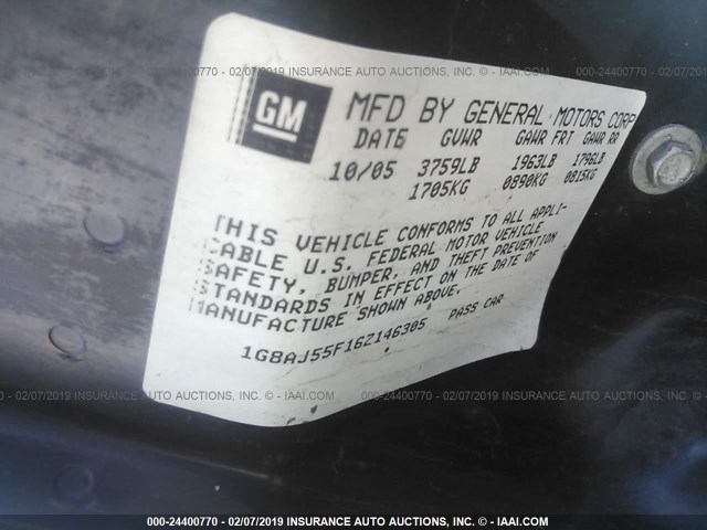 1G8AJ55F16Z146305 - 2006 SATURN ION LEVEL 2 白色 照片 9