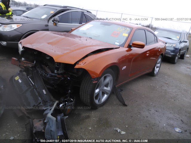 2B3CL5CT1BH557460 - 2011 DODGE CHARGER R/T ORANGE photo 2