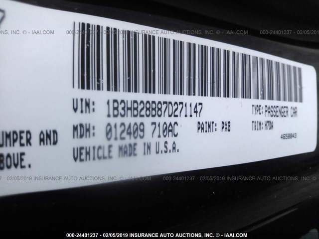 1B3HB28B87D271147 - 2007 DODGE CALIBER BLACK photo 9