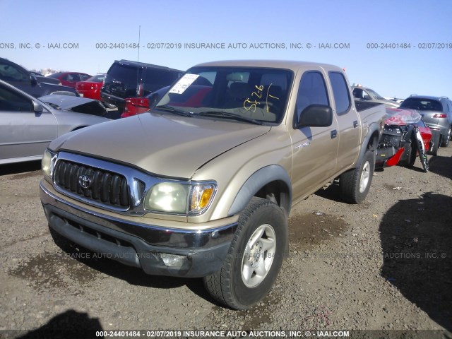 5TEGN92N21Z842627 - 2001 TOYOTA TACOMA DOUBLE CAB PRERUNNER GOLD photo 2
