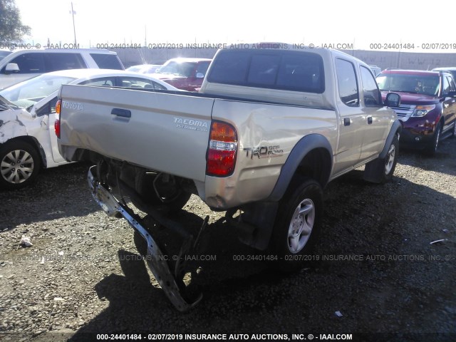5TEGN92N21Z842627 - 2001 TOYOTA TACOMA DOUBLE CAB PRERUNNER GOLD photo 4