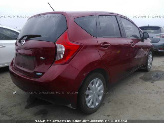 3N1CE2CP4EL428055 - 2014 NISSAN VERSA NOTE S/S PLUS/SV/SL RED photo 4