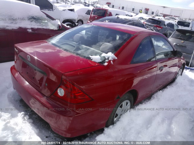 1HGEM22184L058679 - 2004 HONDA CIVIC DX VP RED photo 4