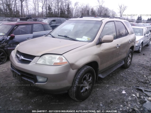 2HNYD186X1H516654 - 2001 ACURA MDX TOURING GOLD photo 2