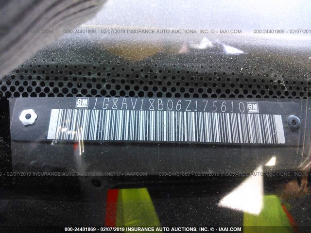 1G8AV18B06Z175610 - 2006 SATURN ION LEVEL 3 BLACK photo 9