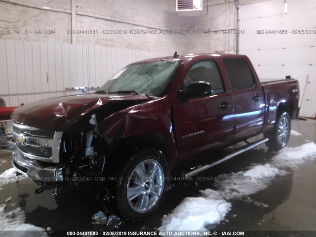 3GCPKSE20DG373944 - 2013 CHEVROLET SILVERADO K1500 LT MAROON photo 2