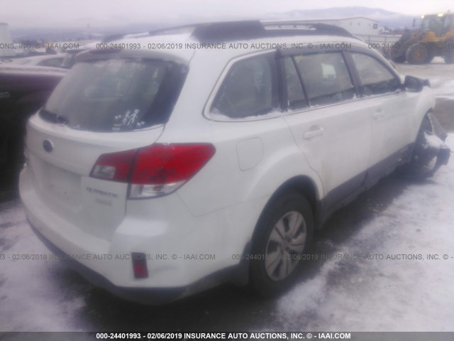 4S4BRBAC5D3222777 - 2013 SUBARU OUTBACK 2.5I WHITE photo 4