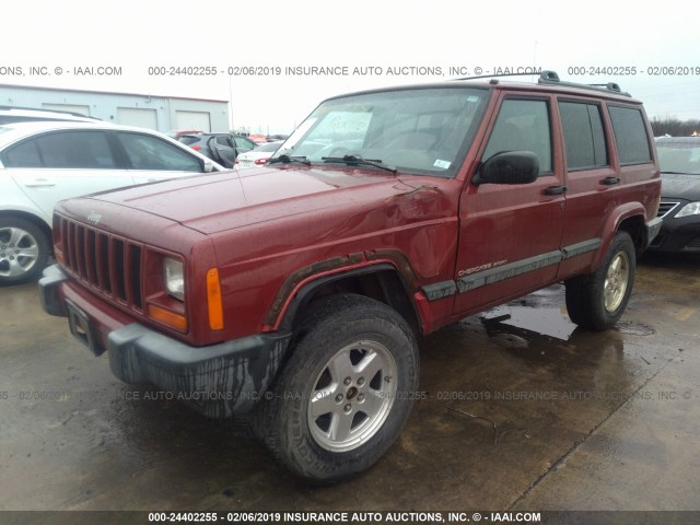 1J4FF68S8XL652885 - 1999 JEEP CHEROKEE SPORT/CLASSIC წითელი ფოტო 2