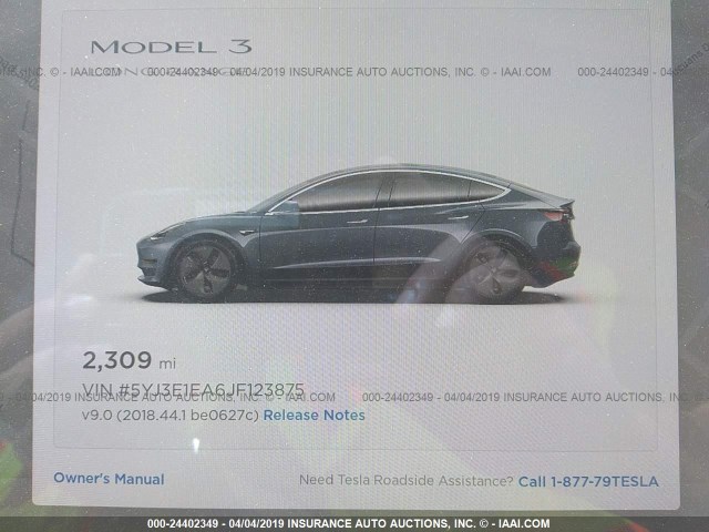 5YJ3E1EA6JF123875 - 2018 TESLA MODEL 3 GRAY photo 7