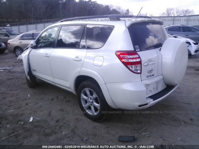 2T3YK4DV4BW009633 - 2011 TOYOTA RAV4 LIMITED WHITE photo 3