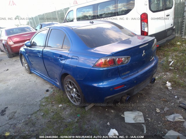 JA32W5FV9FU012932 - 2015 MITSUBISHI LANCER EVOLUTION MR BLUE photo 3