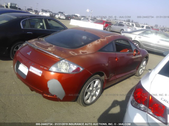 4A3AK34T66E037972 - 2006 MITSUBISHI ECLIPSE GT ORANGE photo 4