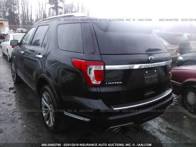 1FM5K8F81JGB66771 - 2018 FORD EXPLORER LIMITED BLACK photo 3