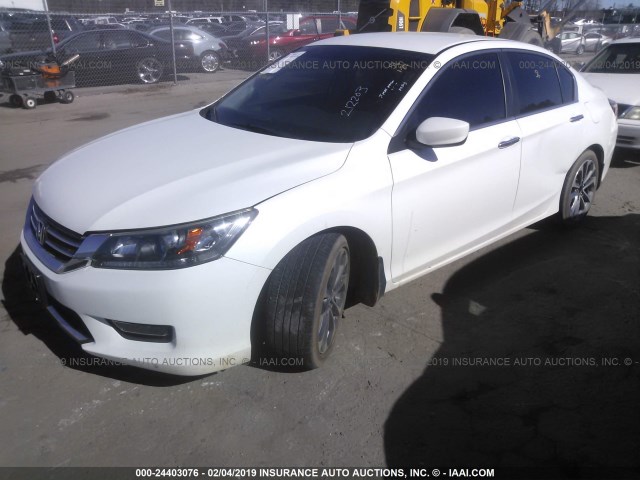 1HGCR2F53EA212203 - 2014 HONDA ACCORD SPORT WHITE photo 2