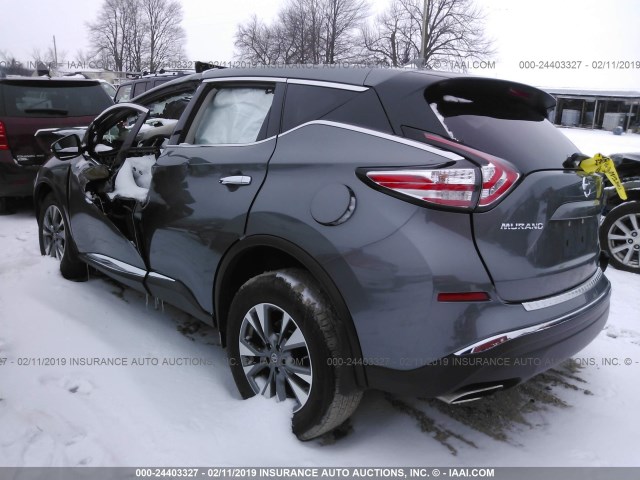 5N1AZ2MH3HN149728 - 2017 NISSAN MURANO S/SL/SV/PLATINUM GRAY photo 3