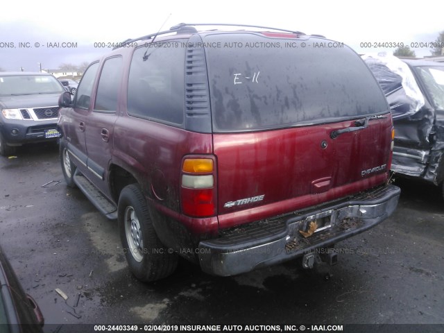 1GNEK13T61R136312 - 2001 CHEVROLET TAHOE K1500 RED photo 3