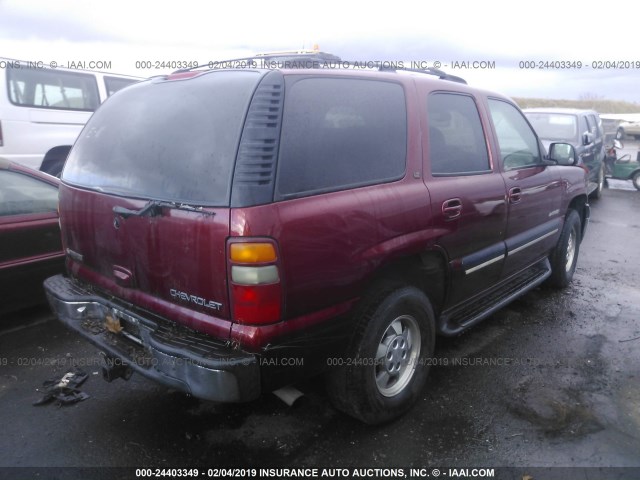 1GNEK13T61R136312 - 2001 CHEVROLET TAHOE K1500 RED photo 4