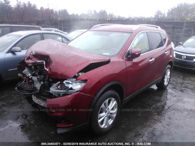 5N1AT2MV7FC809950 - 2015 NISSAN ROGUE S/SL/SV RED photo 2