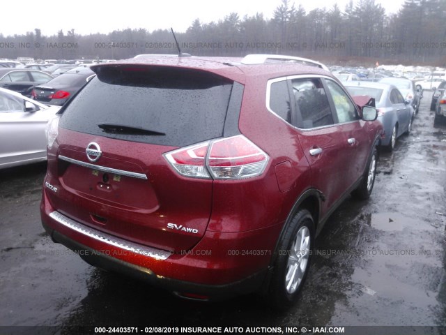 5N1AT2MV7FC809950 - 2015 NISSAN ROGUE S/SL/SV RED photo 4