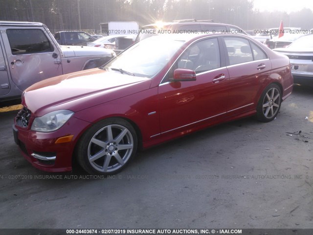 WDDGF4HB5CR221111 - 2012 MERCEDES-BENZ C 250 RED photo 2