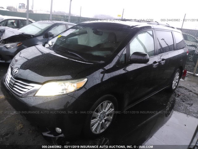 5TDYK3DC3BS082714 - 2011 TOYOTA SIENNA XLE/LIMITED BLACK photo 2