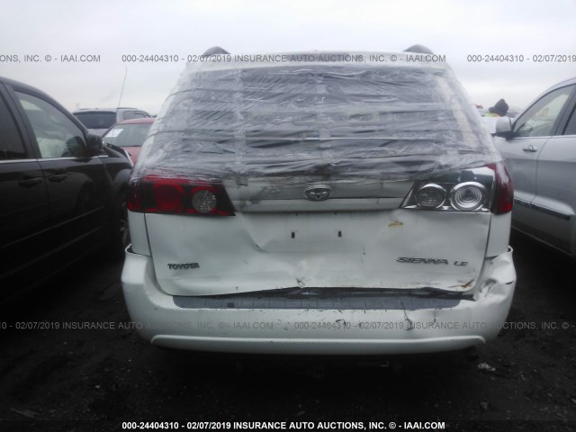 5TDZA23C46S500576 - 2006 TOYOTA SIENNA CE/LE WHITE photo 6