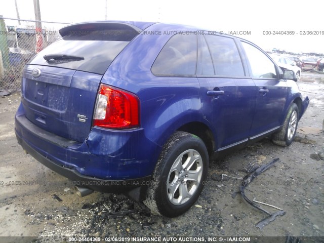 2FMDK4JC8DBB55052 - 2013 FORD EDGE SEL BLUE photo 4