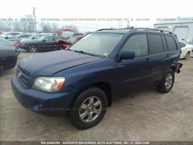 JTEDP21A950082992 - 2005 TOYOTA HIGHLANDER LIMITED BLUE photo 2