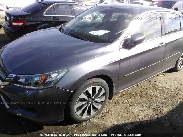 1HGCR6F57FA000882 - 2015 HONDA ACCORD HYBRID/EXL GRAY photo 2