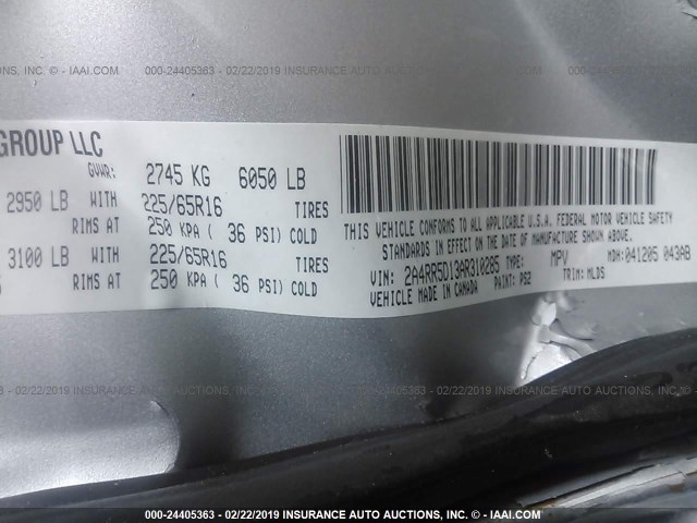 2A4RR5D13AR310285 - 2010 CHRYSLER TOWN & COUNTRY TOURING SILVER photo 9