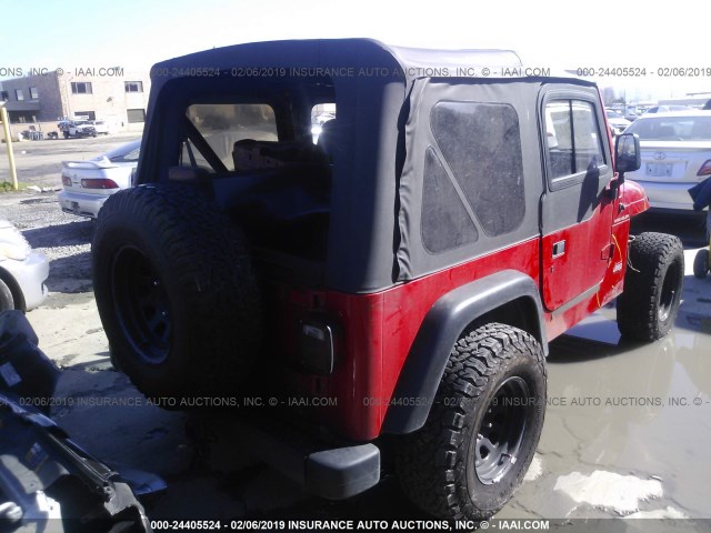 1J4FY29P2WP778552 - 1998 JEEP WRANGLER / TJ SE RED photo 4