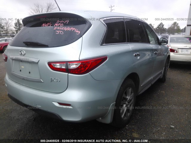 5N1AL0MN3DC349509 - 2013 INFINITI JX35 GREEN photo 4