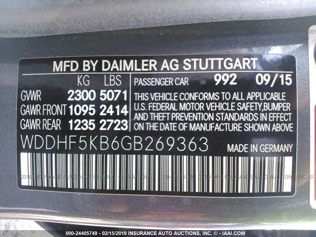 WDDHF5KB6GB269363 - 2016 MERCEDES-BENZ E 350 GRAY photo 9