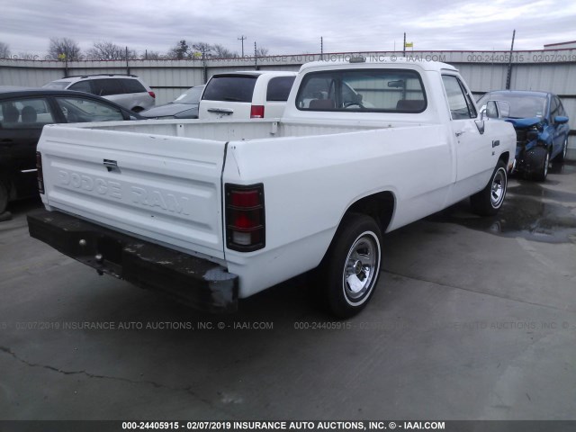 1B7GE16Y1LS732164 - 1990 DODGE D-SERIES D150 WHITE photo 4