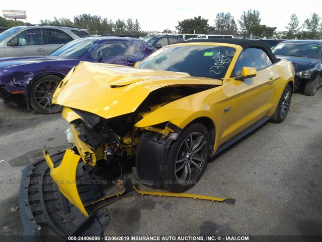 1FATP8FF2G5274595 - 2016 FORD MUSTANG GT YELLOW photo 2