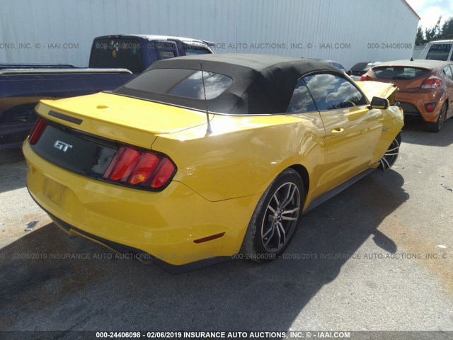 1FATP8FF2G5274595 - 2016 FORD MUSTANG GT YELLOW photo 4