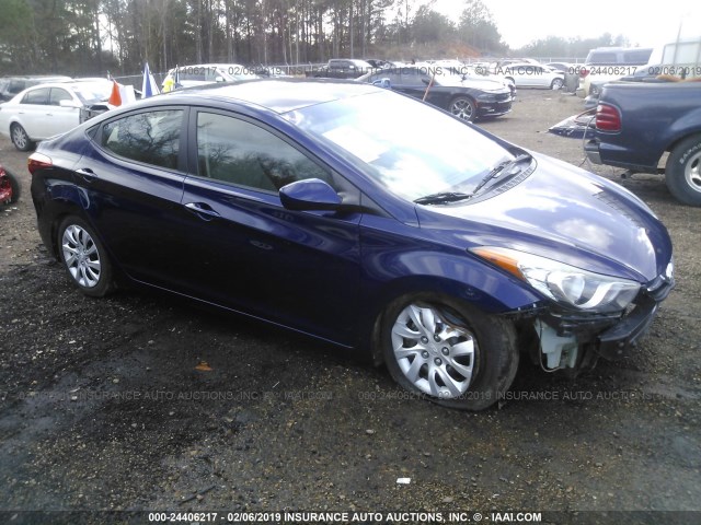 5NPDH4AEXCH134758 - 2012 HYUNDAI ELANTRA GLS/LIMITED BLUE photo 1