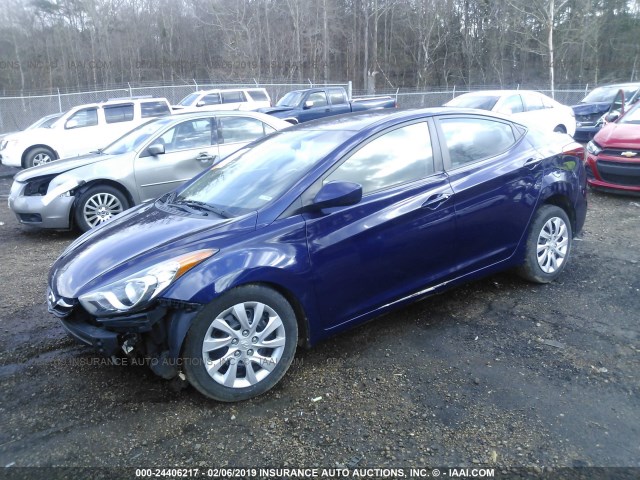 5NPDH4AEXCH134758 - 2012 HYUNDAI ELANTRA GLS/LIMITED BLUE photo 2