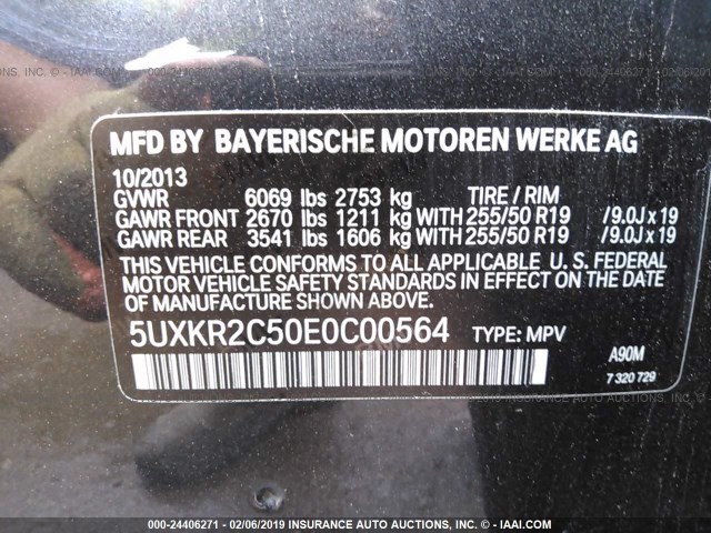 5UXKR2C50E0C00564 - 2014 BMW X5 SDRIVE35I GRAY photo 9