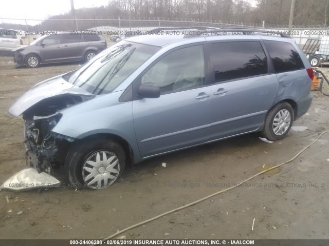 5TDZK23C57S019167 - 2007 TOYOTA SIENNA CE/LE Light Blue photo 2