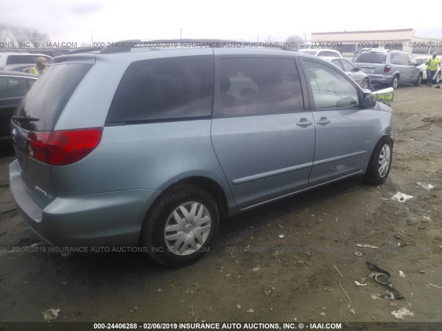 5TDZK23C57S019167 - 2007 TOYOTA SIENNA CE/LE Light Blue photo 4