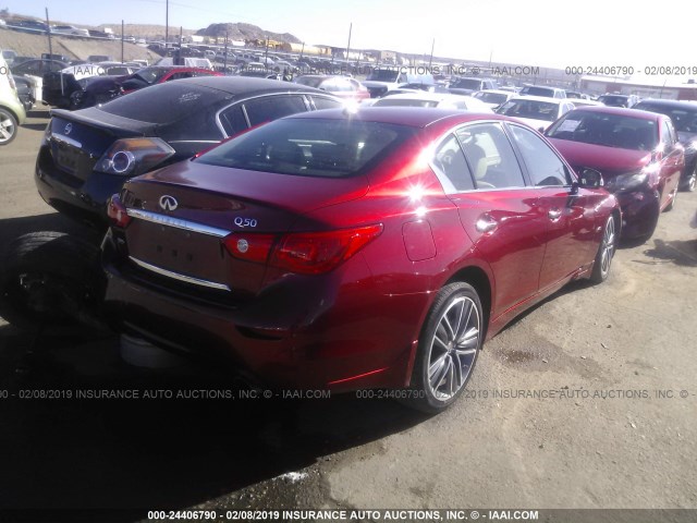 JN1EV7AR5GM341865 - 2016 INFINITI Q50 PREMIUM/SPORT RED photo 4