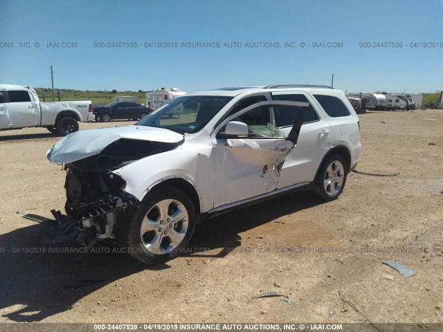 1C4RDHDGXFC110109 - 2015 DODGE DURANGO LIMITED WHITE photo 2